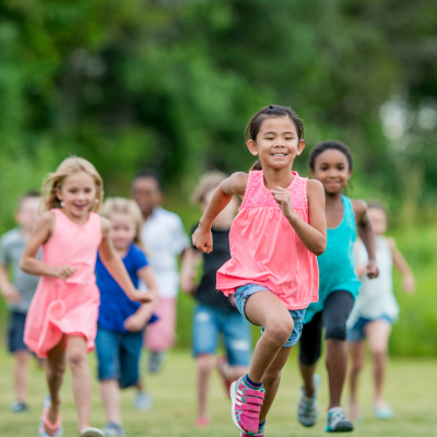 children running at recess