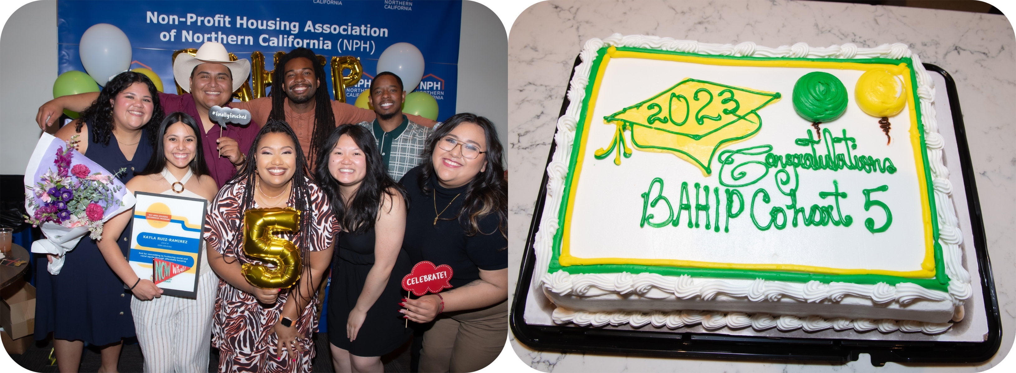 Image of BAHIP cohort as well as a graduation BAHIP cake