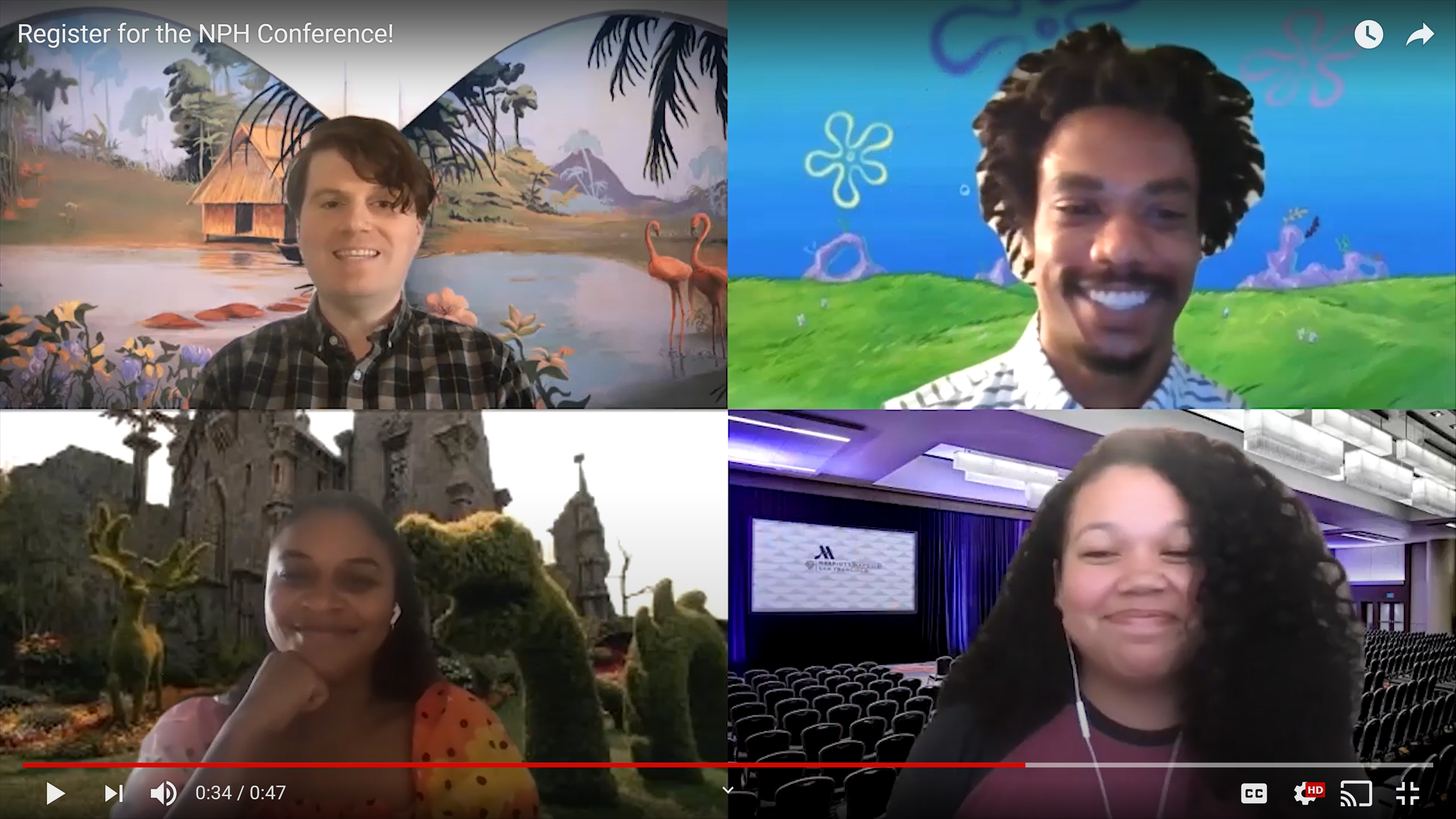 Screen capture of four NPH students