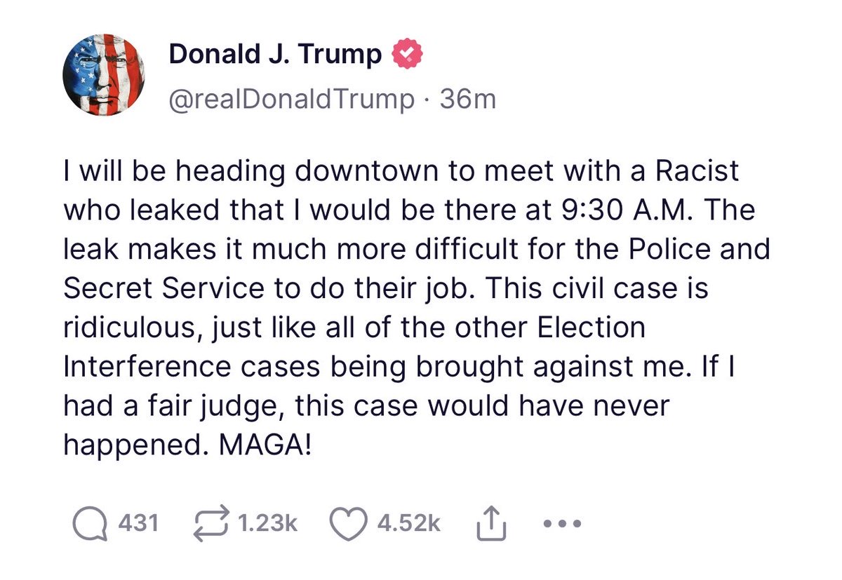 Trump tweet about Letitia James