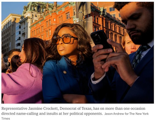 Rep. Jasmine Crockett, Democrat of Texas, has on more than one occasion directed name-calling and insults at her political opponents.