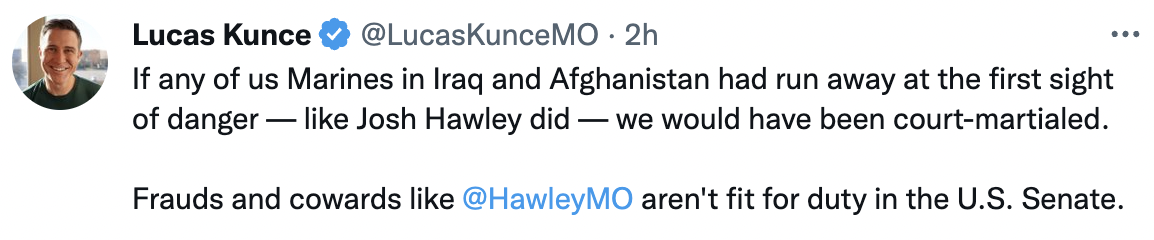 Kunce statement, screenshot