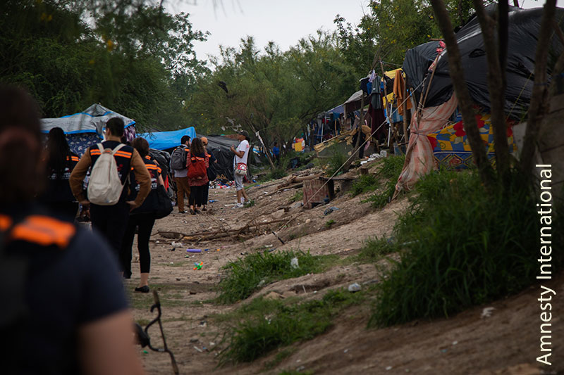 One of several encampments where people have waited months for an opportunity to seek protection in the United States.