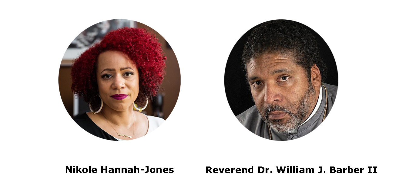 Image of both keynote speakers in separate portrait circles with their names written underneath
