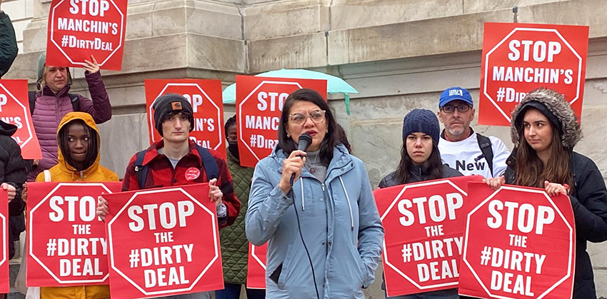 Dirty Deal Protest Rashida Tlaib