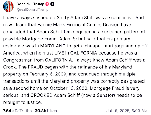 Donald Trump social media post