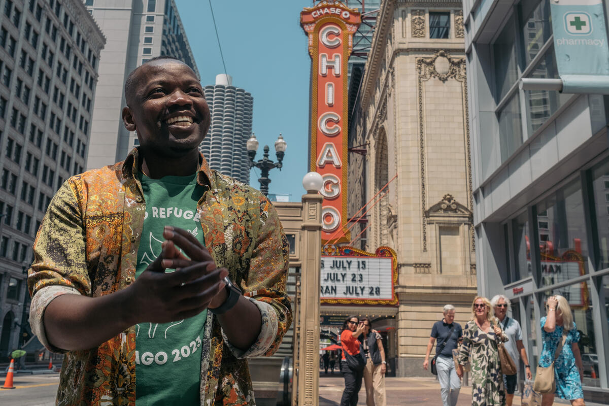 A refugee from Uganda in Chicago.