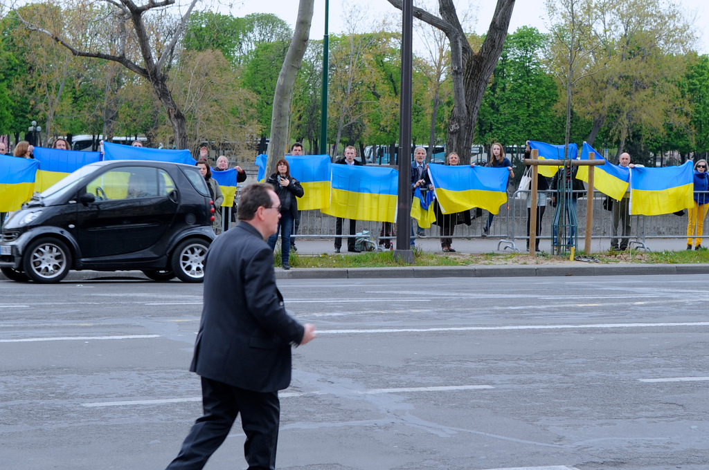 Supporters of Ukraine in Paris.