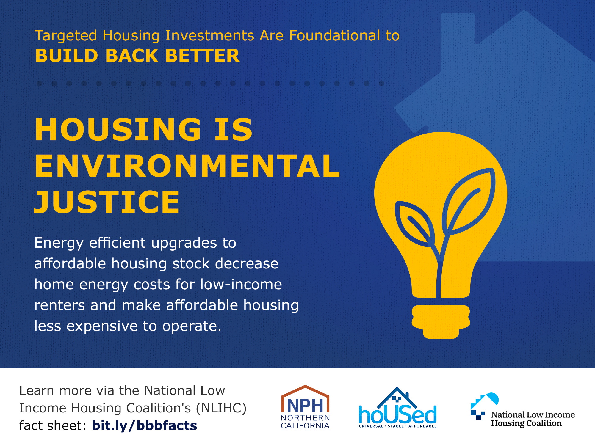 Graphic with NLIHC info featuring yellow lightbulb with leaf inside
