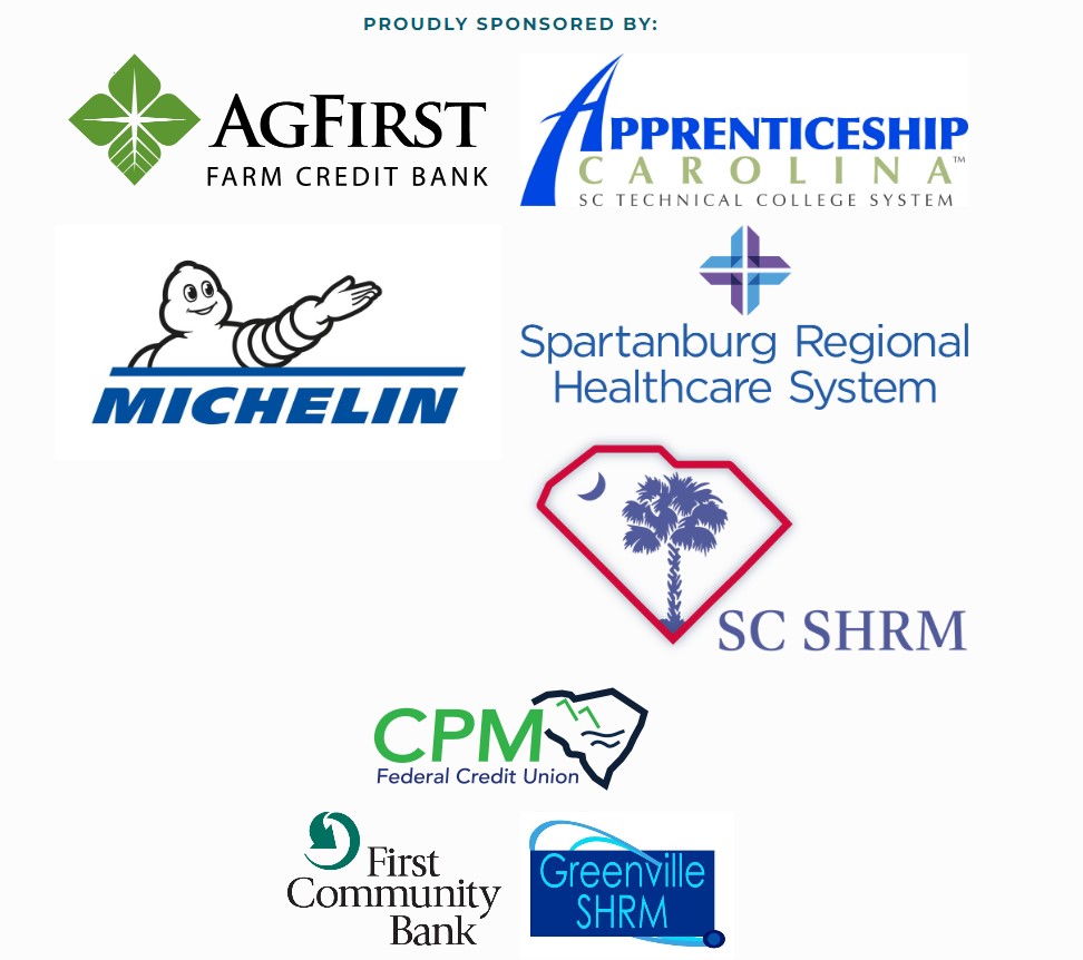 Employer Summit Sponsor logos: Apprenticeship Carolina, Spartanburg Regional Healthcare System, Ag First, SC SHRM, Michelin, CPM Federal Credit Union, First Community Bank, Greenville SHRM