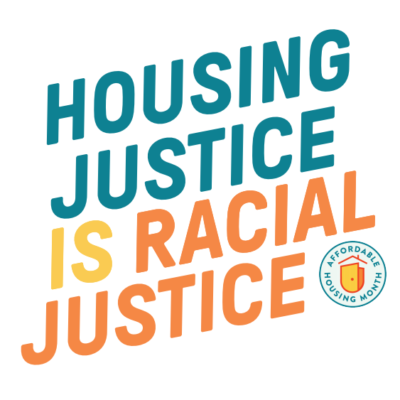 Image of Affordable Housing Month sticker saying 