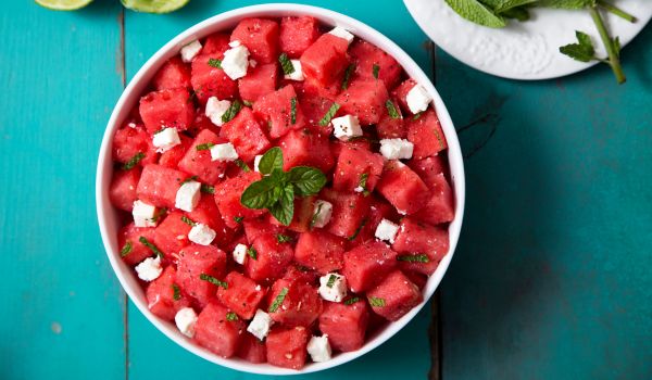 Image of watermelon salad with feta and mint