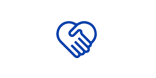 Hands making heart emoji with handshake (icon)