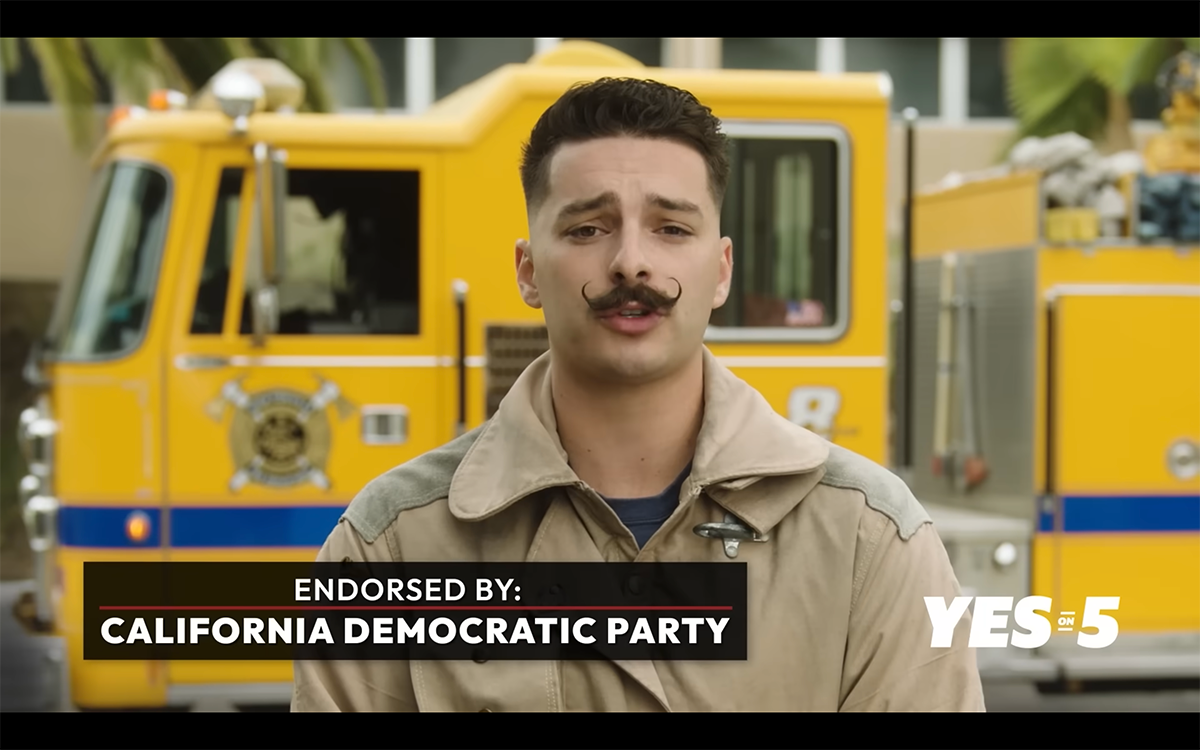 Yes on Prop 5 ad with firefighter