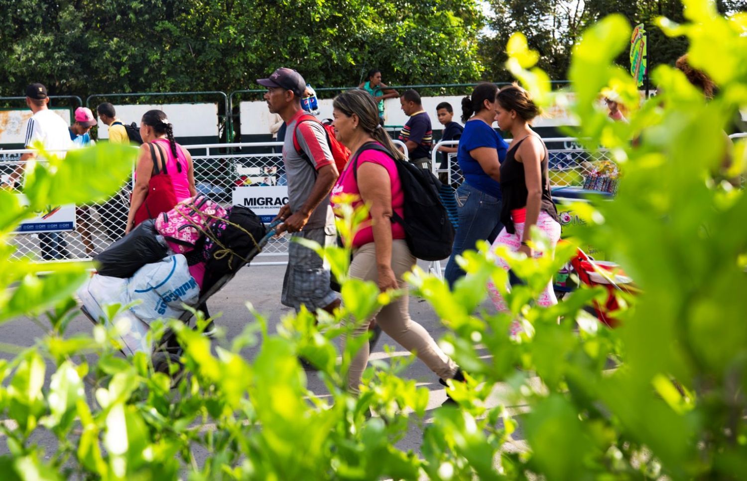 Venezuelans crossing into Colombia.