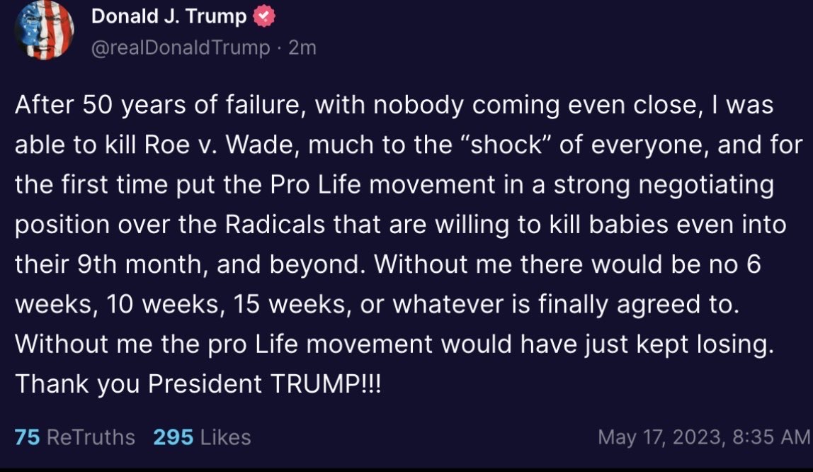 Trump brags about ending Roe, endorses 6-week abortion ban.