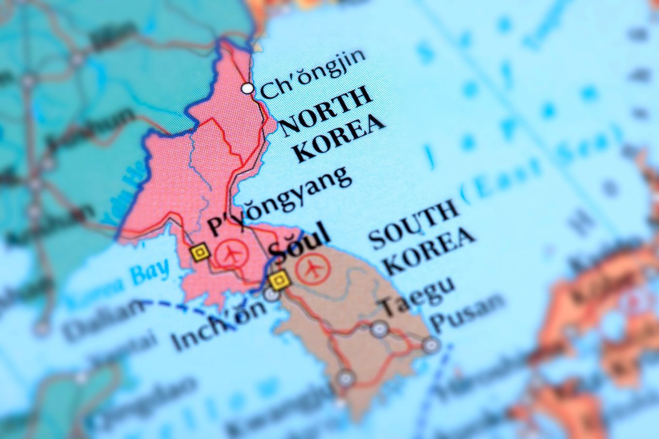 Map of North and South Korea