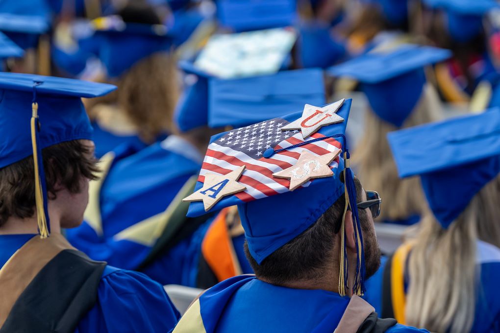 A graduation ceremony at the University of Delaware.