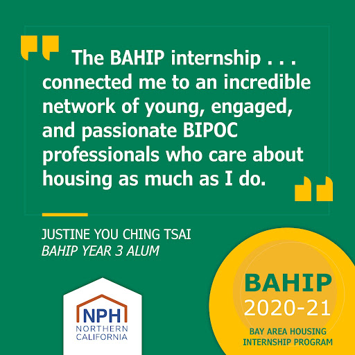 Quote from BAHIP intern in white writing on green background