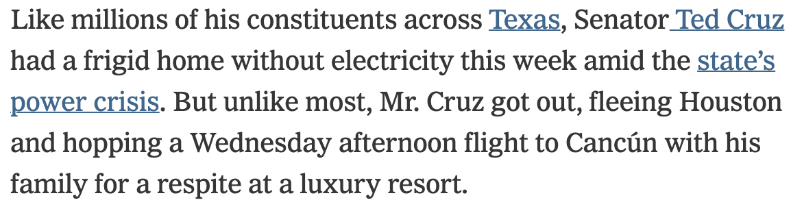 New York Times on Sen. Ted Cruz