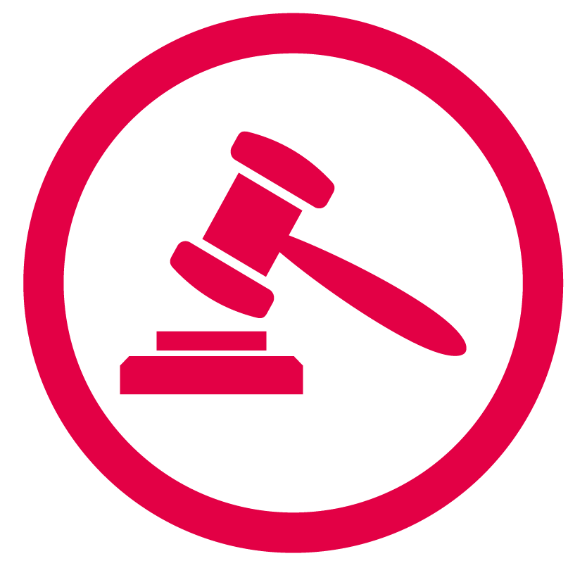 a icon of a court gavel - representing legal advocacy