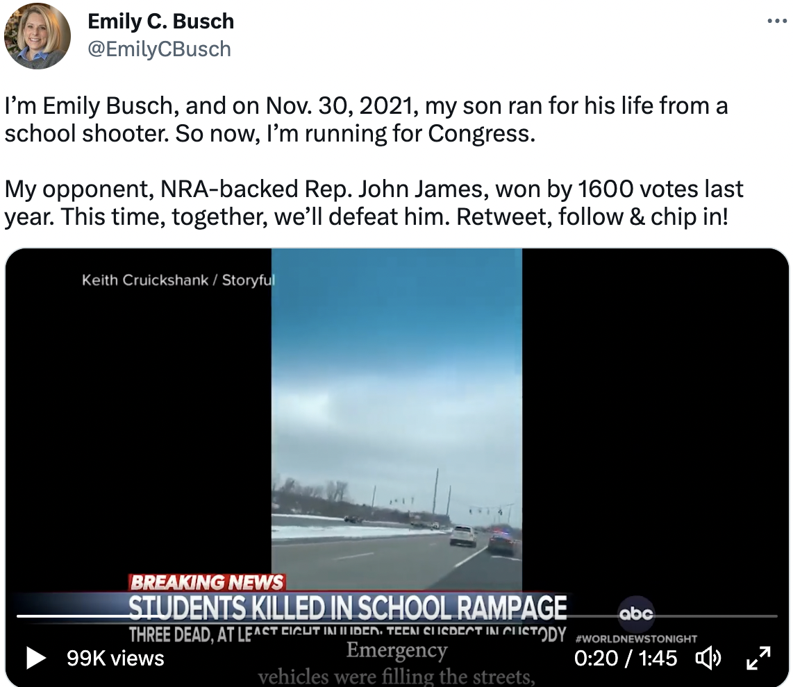 Emily Busch tweet announcement.