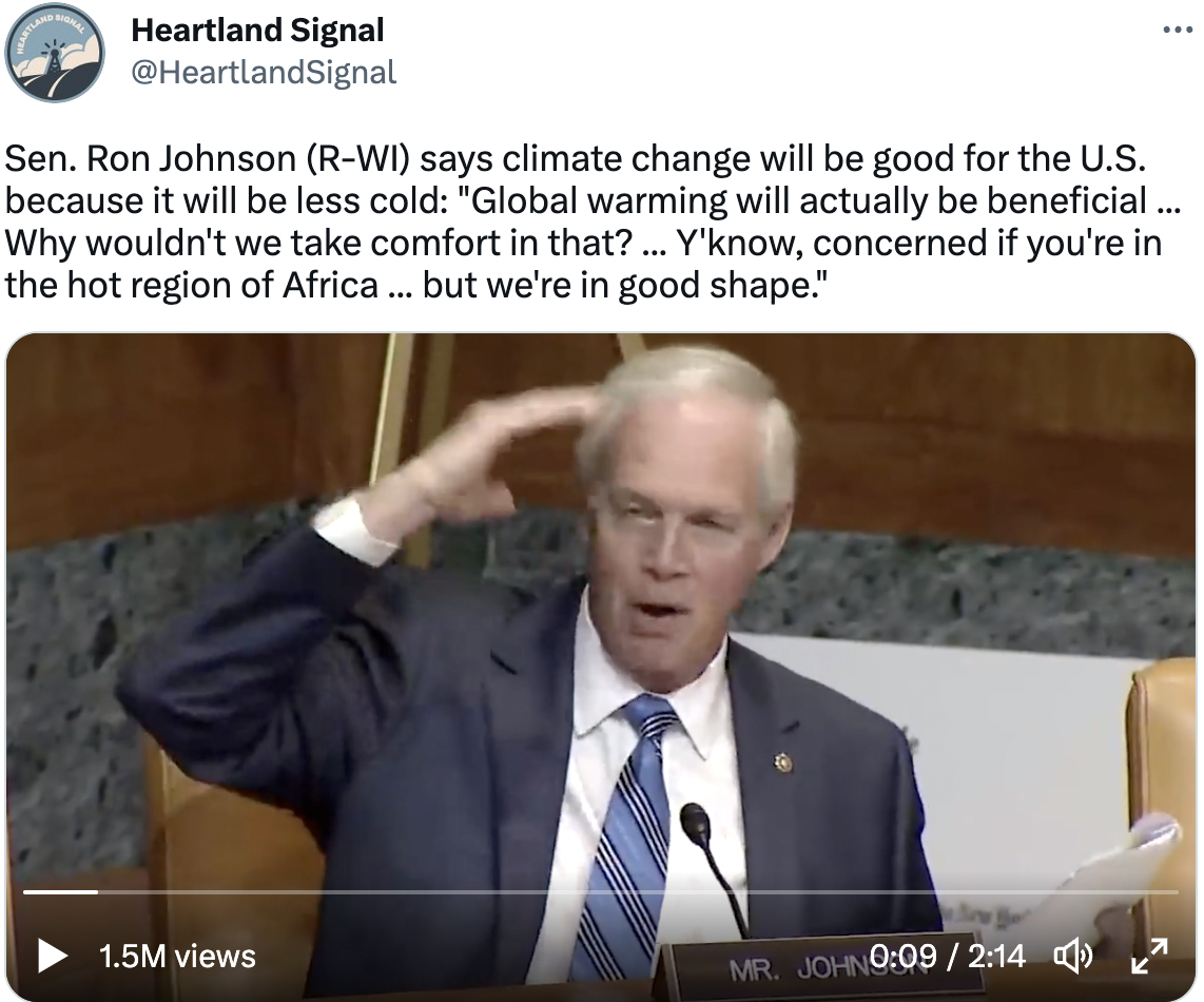 Ron Johnson on global warming.