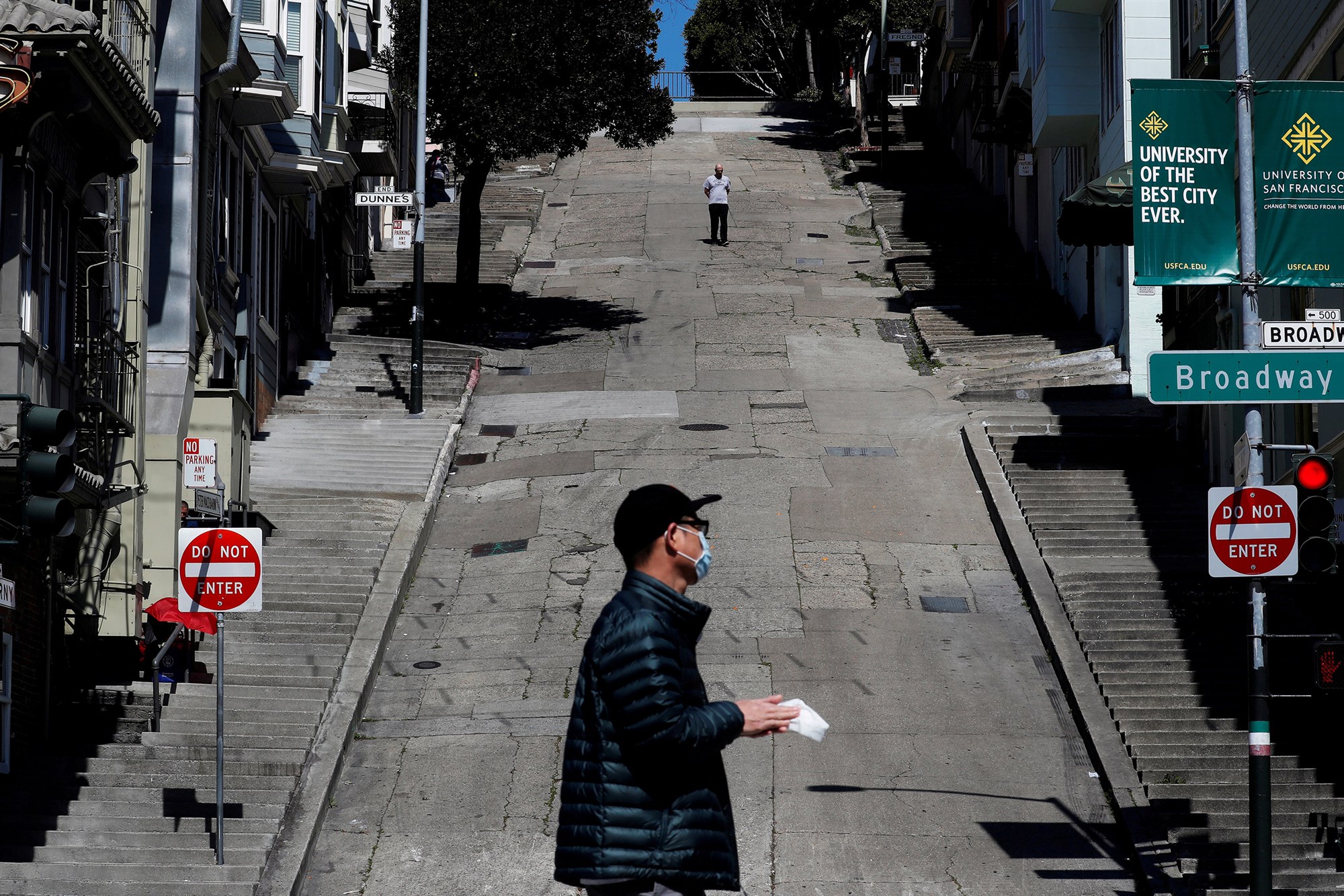 Photo of man walking during quarantine.