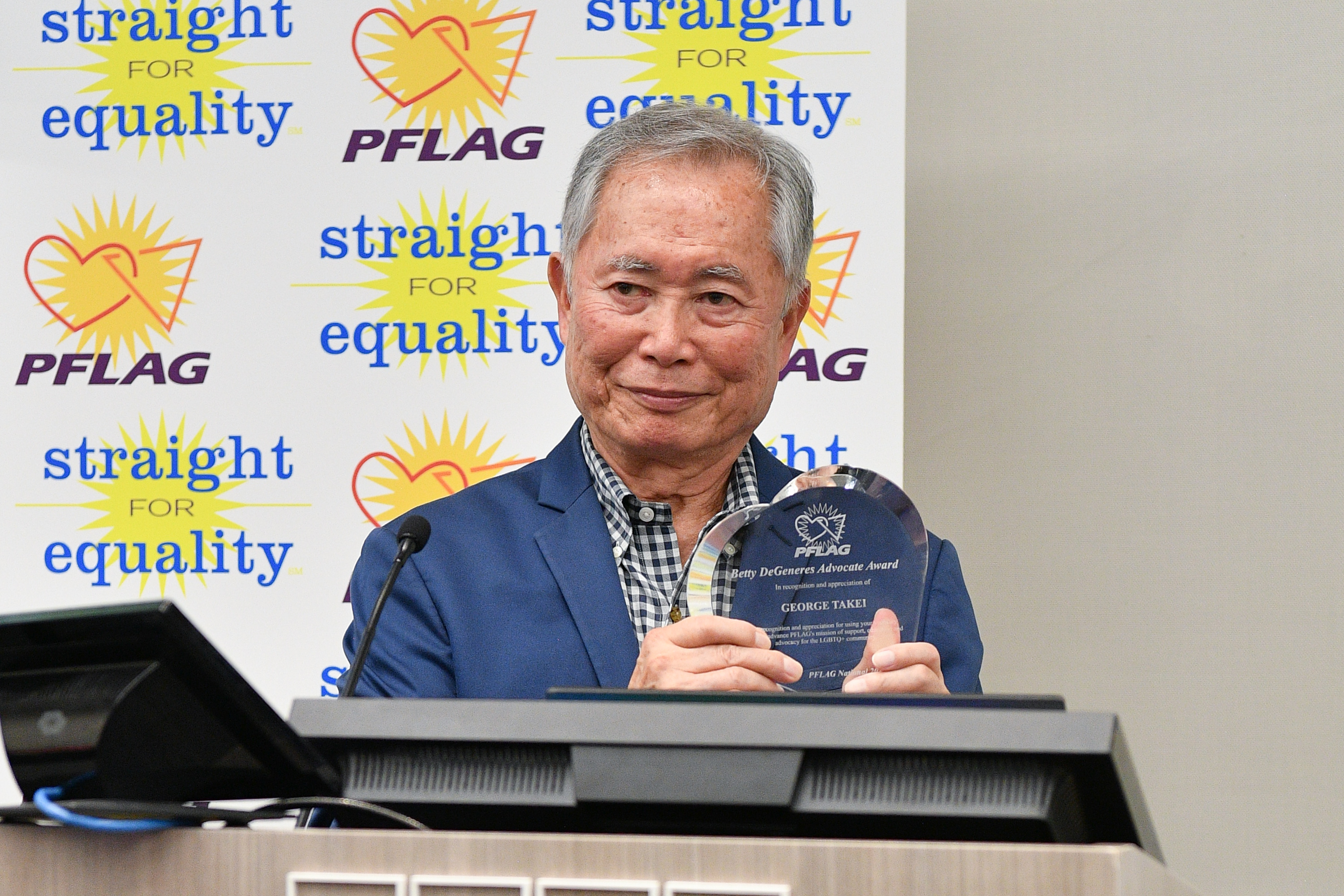 George Takei accepting the Betty DeGeneres Advocate Award