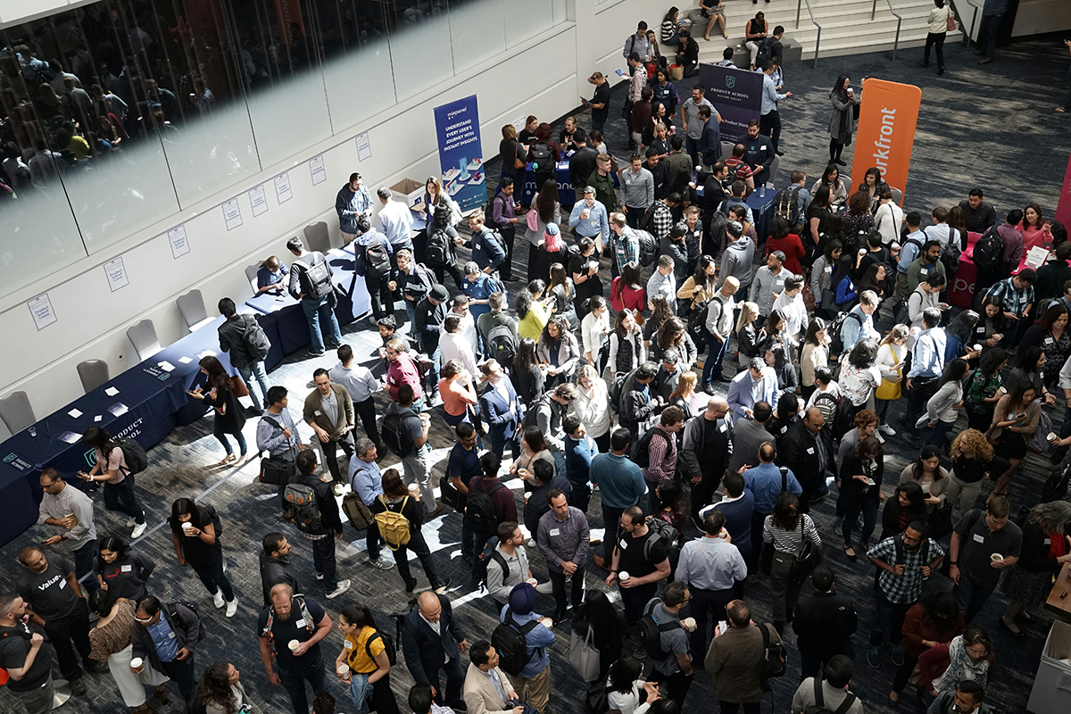 Overhead view of conference hall