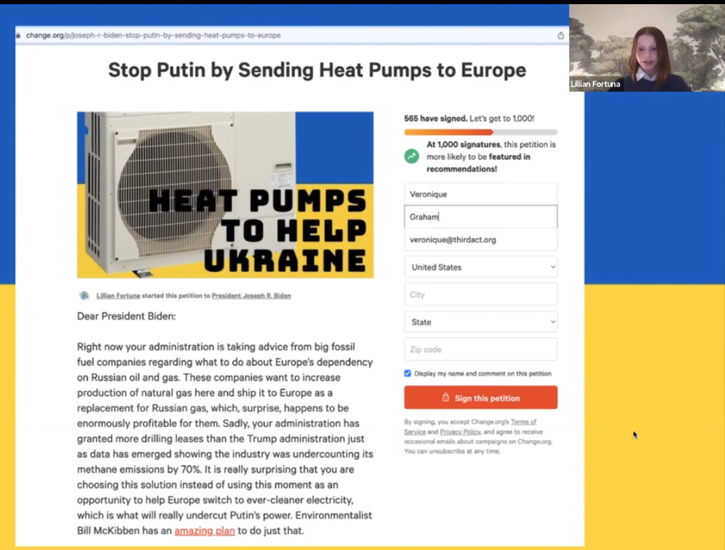 Lillian Fortuna's Heat Pumps for Peace Petition n Change.org