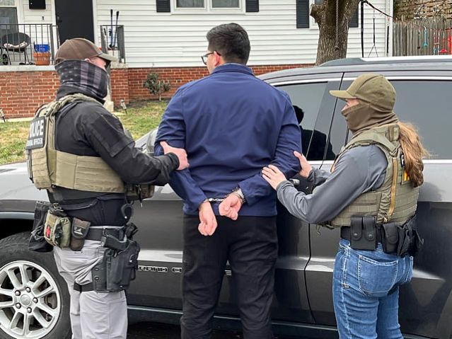 Authorities making an immigration arrest in Virginia.