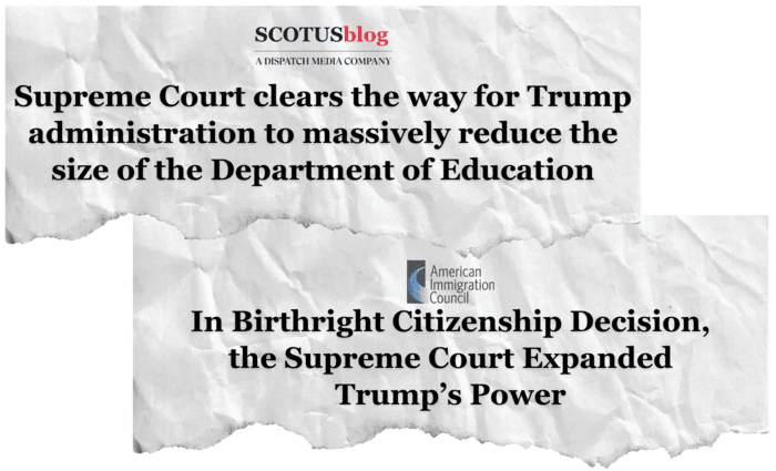 News headlines covering recent SCOTUS actions