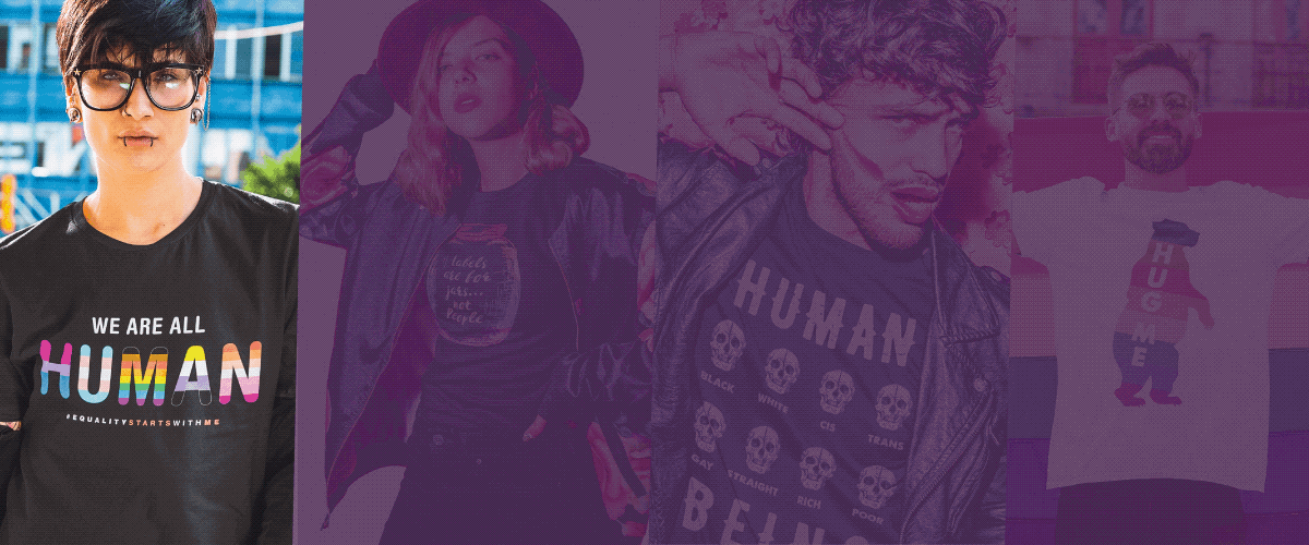 A flashing gif of four customers wearing shirts available at cfhshop.com. It eventually flashes white text that reads: Shop Now to Receive Your Order in Time for the Holidays. And, in yellow underneath it reads: cfhshop.com with a yellow arrow on each side flashing and pointing to the URL.