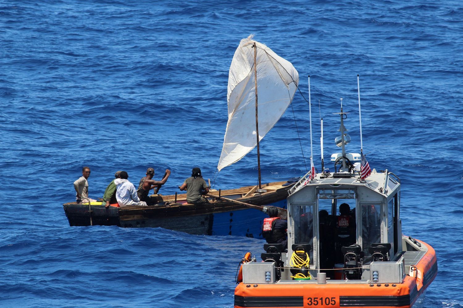 The U.S. Coast Guard interdicts a vessel with Cuban migrants.