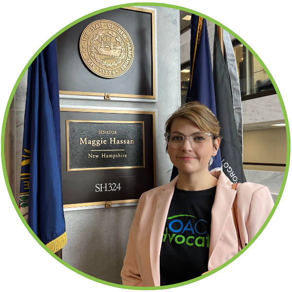 OAC Advocate stands in front of a legislator's office on Capitol Hill